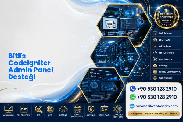 Bitlis CodeIgniter Admin Panel Desteği — Asil Web Tasarım Hizmetleri LTD web ve teknik hizmet görseli
