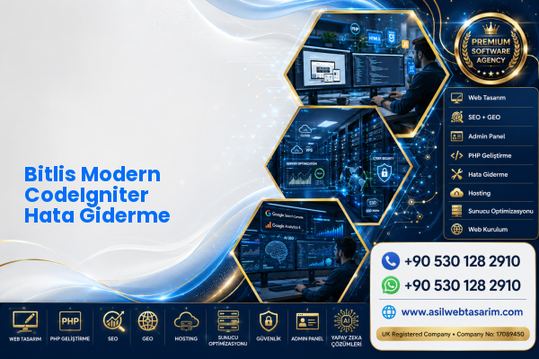 Bitlis Modern CodeIgniter Hata Giderme — Asil Web Tasarım Hizmetleri LTD web ve teknik hizmet görseli