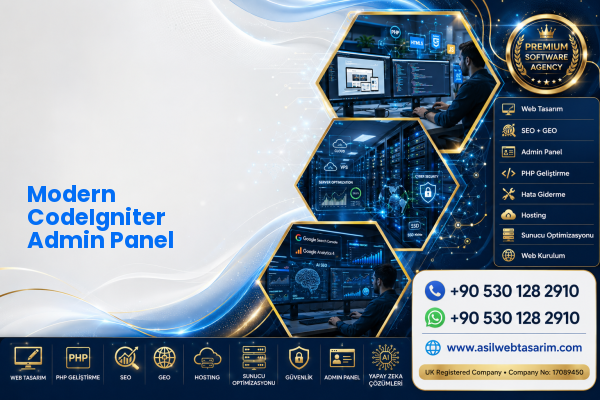 Modern CodeIgniter Admin Panel — Asil Web Tasarım Hizmetleri LTD web ve teknik hizmet görseli